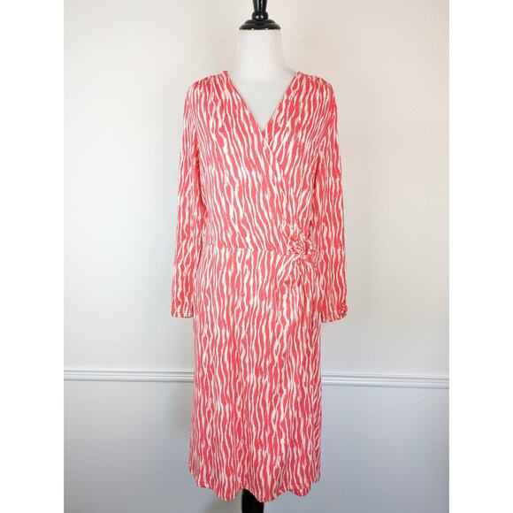 Pendleton Breezeway Dress Faux Wrap Ikat Coral Pink White Spring Summer Size M - Picture 3 of 16